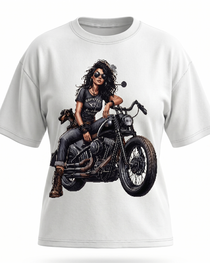 Girl Bike lover : Printed Oversized T-Shirt