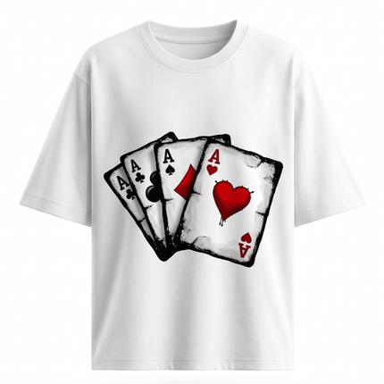 Ace Card : Printed Oversized T-Shirt - Peepri