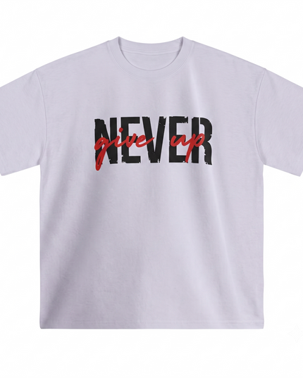 Never Give up - Bike Lover : Printed Oversized T-Shirt