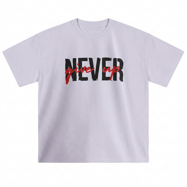 Never Give up - Bike Lover : Printed Oversized T-Shirt