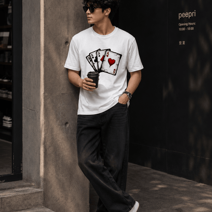 Ace Card : Printed Oversized T-Shirt - Peepri