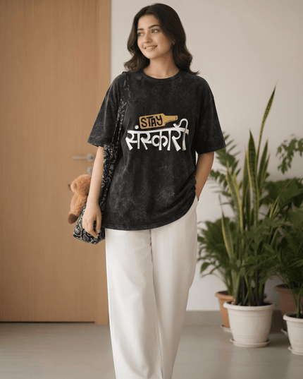 Sanskari : Printed Oversized T-Shirt - Peepri