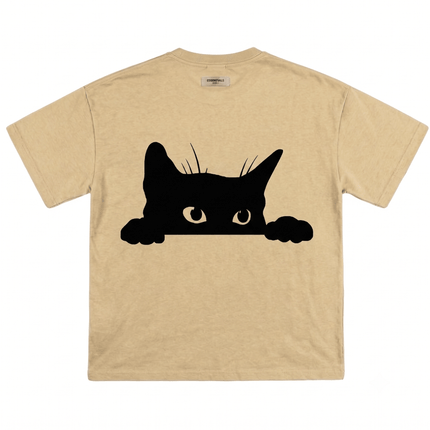 Hiding Cat : Printed Oversized T-Shirt - Peepri