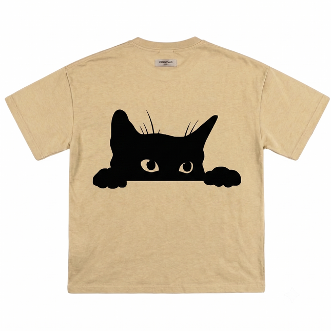 Hiding Cat : Printed Oversized T-Shirt