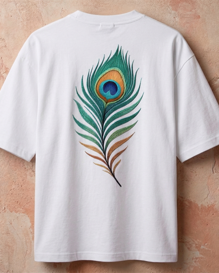 Peacock Plume Printed Oversized T-Shirt