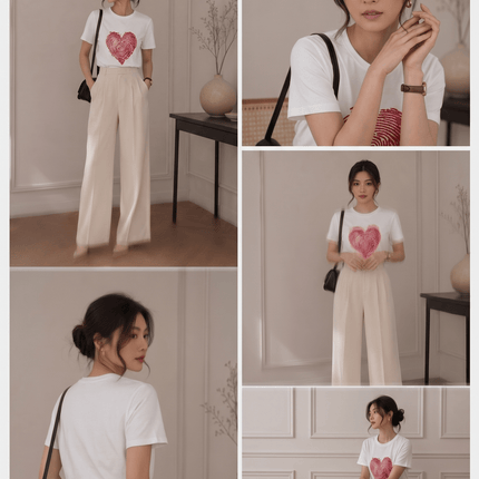 Red Heart : Printed Oversized T-Shirt - Peepri