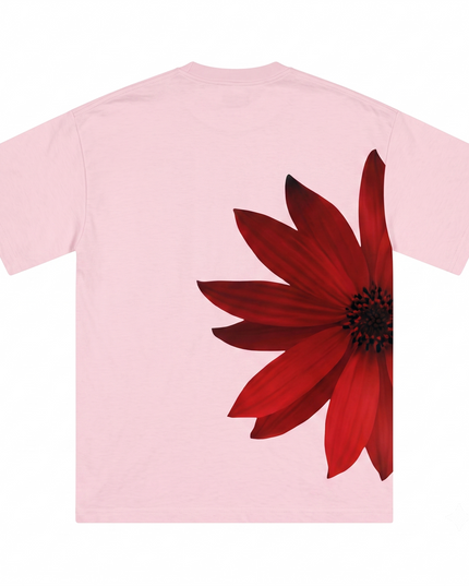 Red Flower : Printed Oversized T-Shirt