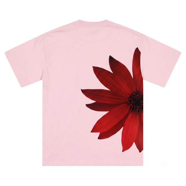 Red Flower : Printed Oversized T-Shirt