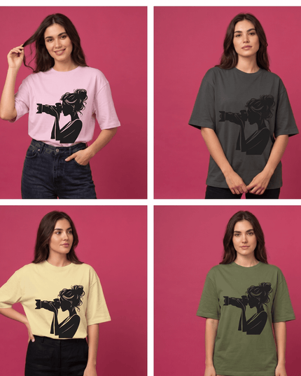 Girl Photographer : Printed Oversized T-Shirt - Peepri