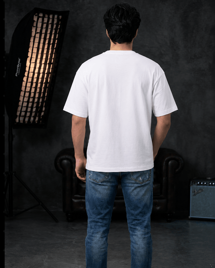 Monkey Mix Graphic Oversized T-Shirt – White | 100% Cotton | Relaxed Fit Unisex Tee - Peepri