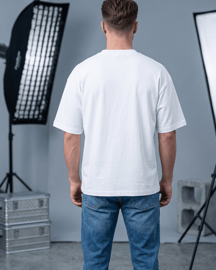 Monkey Mix Graphic Oversized T-Shirt – White | 100% Cotton | Relaxed Fit Unisex Tee - Peepri
