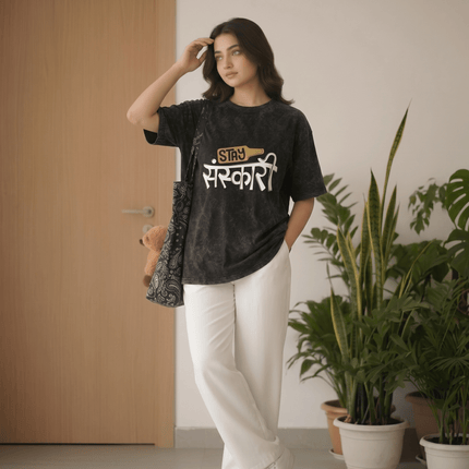 Sanskari : Printed Oversized T-Shirt - Peepri