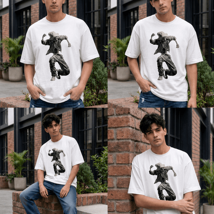 Michael Jackson : Graphic Oversized T-Shirt – White | 100% Cotton | Relaxed Fit Unisex Tee - Peepri