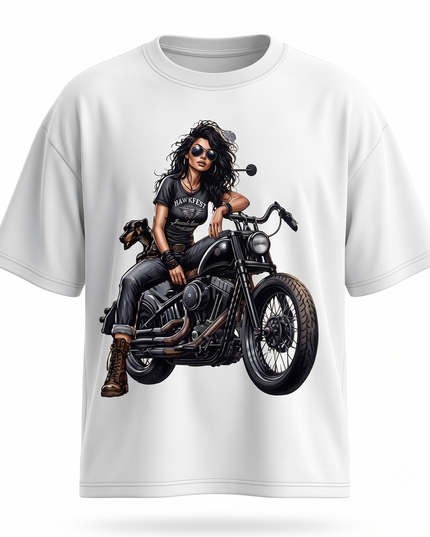 Girl Bike lover : Printed Oversized T-Shirt