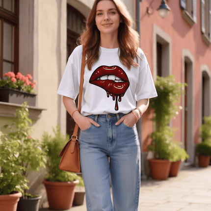 Glossy Lips : Printed Oversized T-Shirt - Peepri
