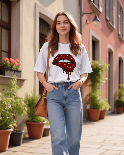 Glossy Lips : Printed Oversized T-Shirt - Peepri