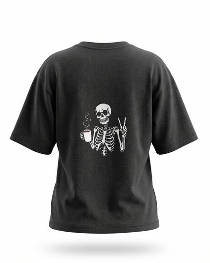 Ghost and Coffee : Printed Oversized T-Shirt