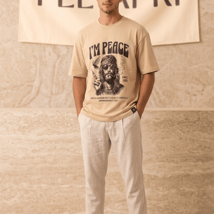 I am Peace : Printed Oversized T-Shirt - Peepri