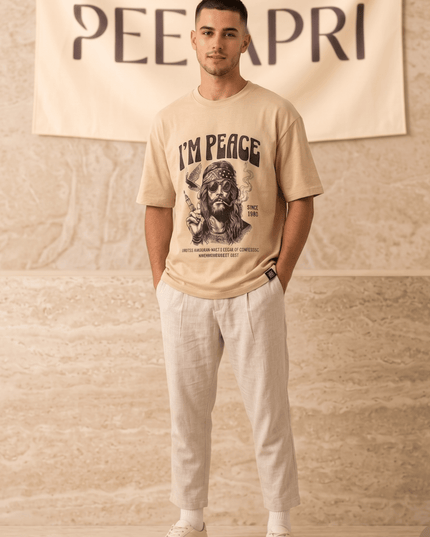 I am Peace : Printed Oversized T-Shirt - Peepri