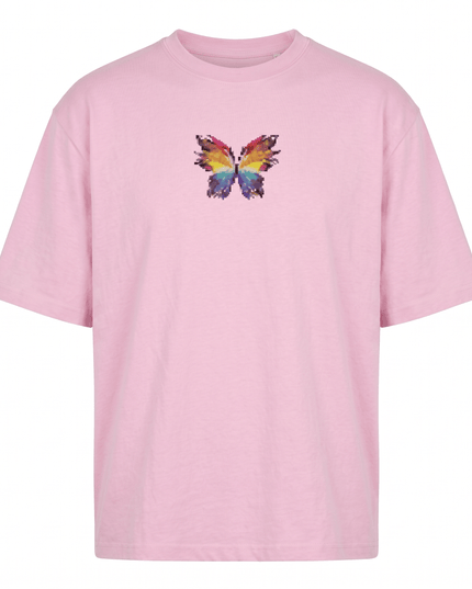 Colourful Butterfly : Printed Oversized T-Shirt - Peepri