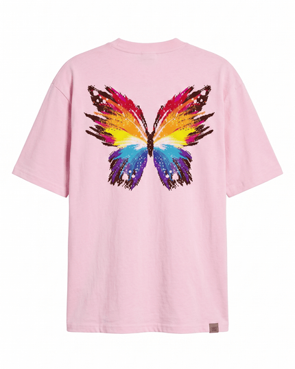 Colourful Butterfly : Printed Oversized T-Shirt - Peepri