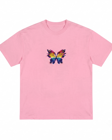 Colourful Butterfly : Printed Oversized T-Shirt