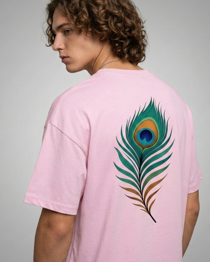 Peacock Plume Printed Oversized T-Shirt