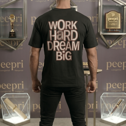 Work Hard Dream Big : Graphic Oversized T-Shirt – White | 100% Cotton | Relaxed Fit Unisex Tee - Peepri
