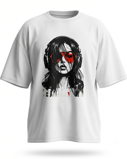 Long Hair Girl : Printed Oversized T-Shirt