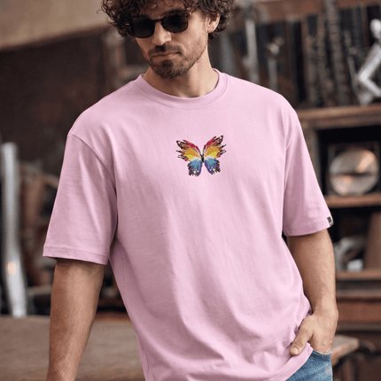 Colourful Butterfly : Printed Oversized T-Shirt - Peepri