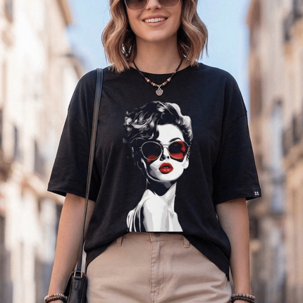 Noir Muse Graphic Oversized T-Shirt – White | 100% Cotton | Relaxed Fit Unisex Tee - Peepri