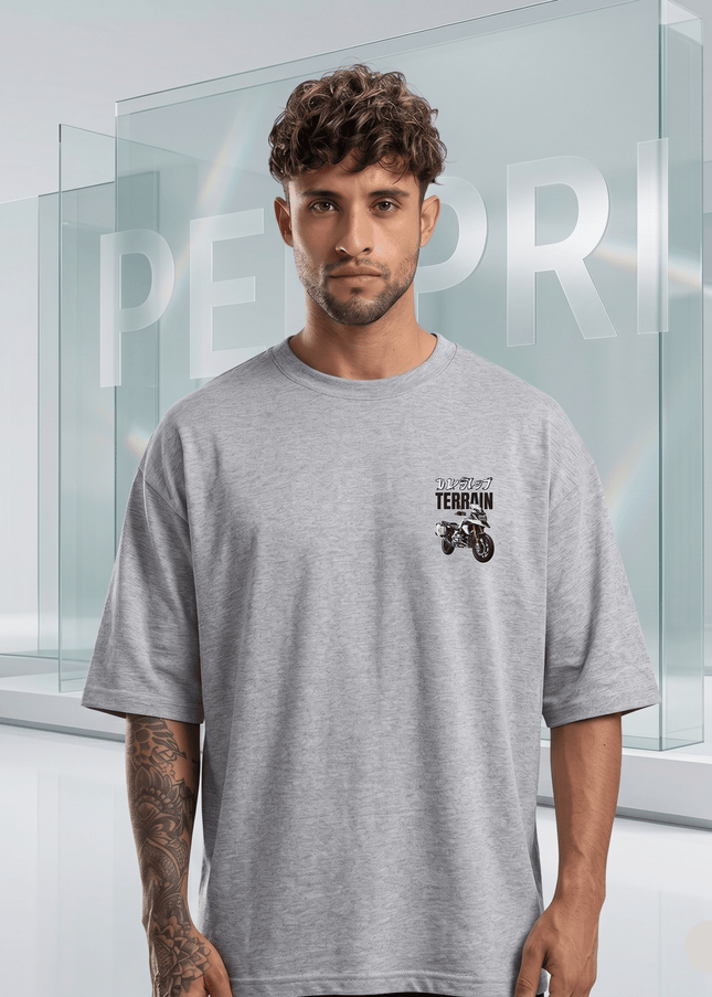 Bike Love Wild Terrain : Graphic Oversized T-Shirt – White | 100% Cotton | Relaxed Fit Unisex Tee
