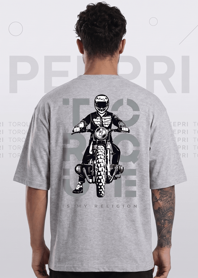 Bike Love Torque : Graphic Oversized T-Shirt – White | 100% Cotton | Relaxed Fit Unisex Tee