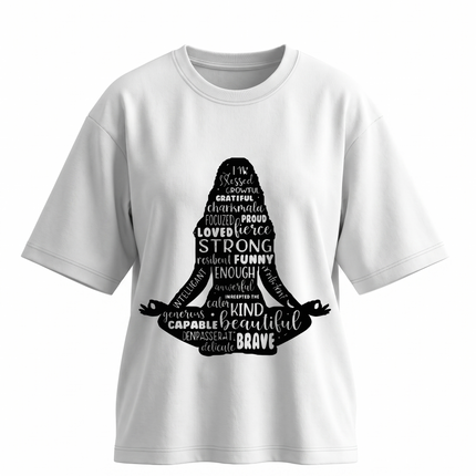 Girl Meditation : Printed Oversized T-Shirt