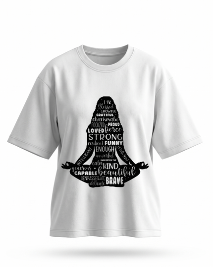 Girl Meditation : Printed Oversized T-Shirt