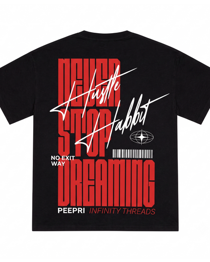 Never Stop Dreaming :  Printed Oversized T-Shirt