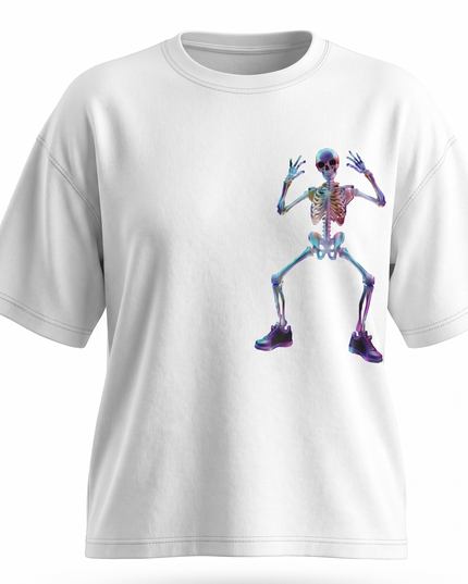 Dancing Skeleton : Printed Oversized T-Shirt