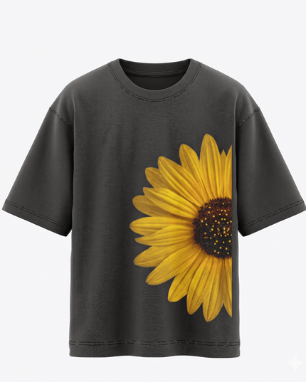 Sun Flower : Printed Oversized T-Shirt - Peepri