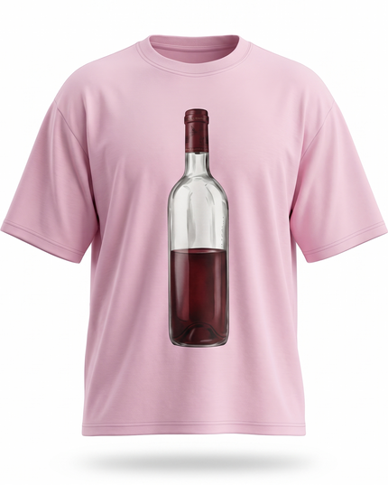 Red Wine : Printed Oversized T-Shirt