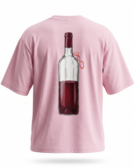 Red Wine : Printed Oversized T-Shirt