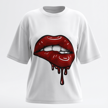 Glossy Lips : Printed Oversized T-Shirt - Peepri