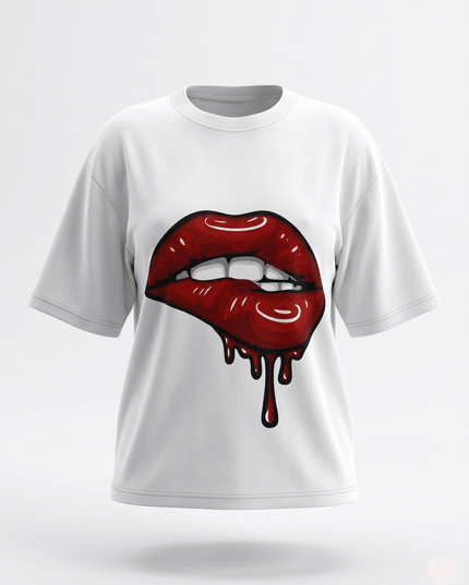 Glossy Lips : Printed Oversized T-Shirt - Peepri